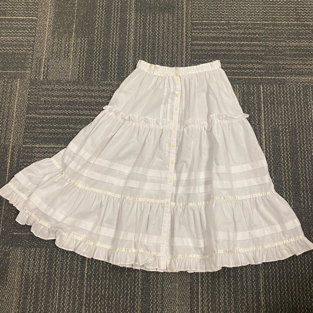 Vintage Jessica’s Gunnies White Tiered Ruffle Prairie Skirt Size 11 Juniors